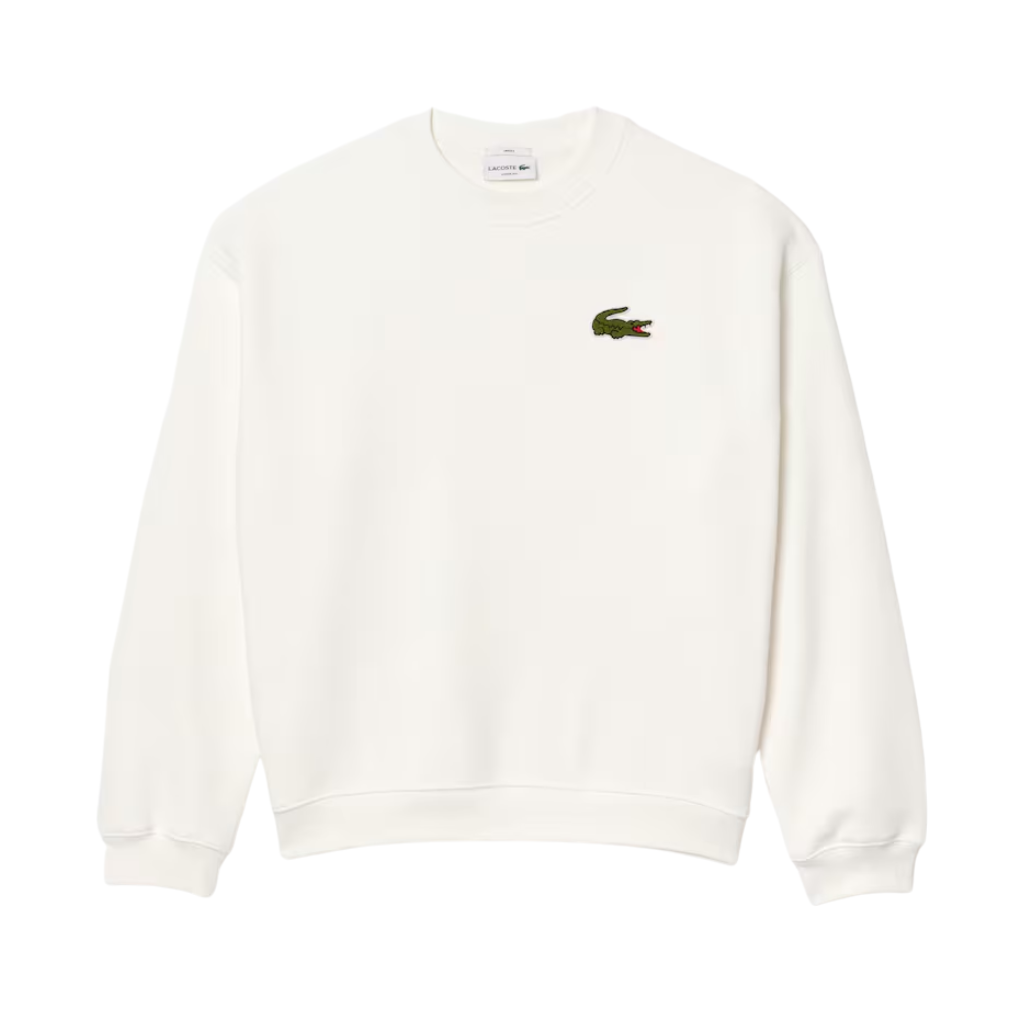 Lacoste Loose Fit Badge Fleece Sweatshirt Flour